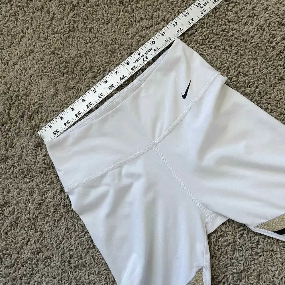 Nike One Icon Clash Women's 7/8 Leggings White Gold Stripe sz S